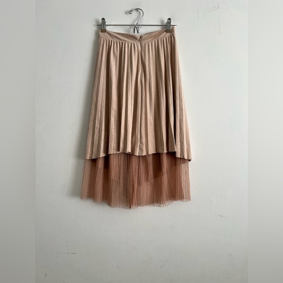 ZARA BASIC pleated skirt with double tulle fabric, size XS. LIGHT SALMON - Picture 3 of 7